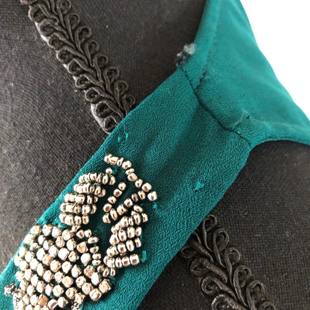 Women’s Zara Trafaluc Emerald Green Beaded Embroidered Midi Dress size S - Picture 9 of 14